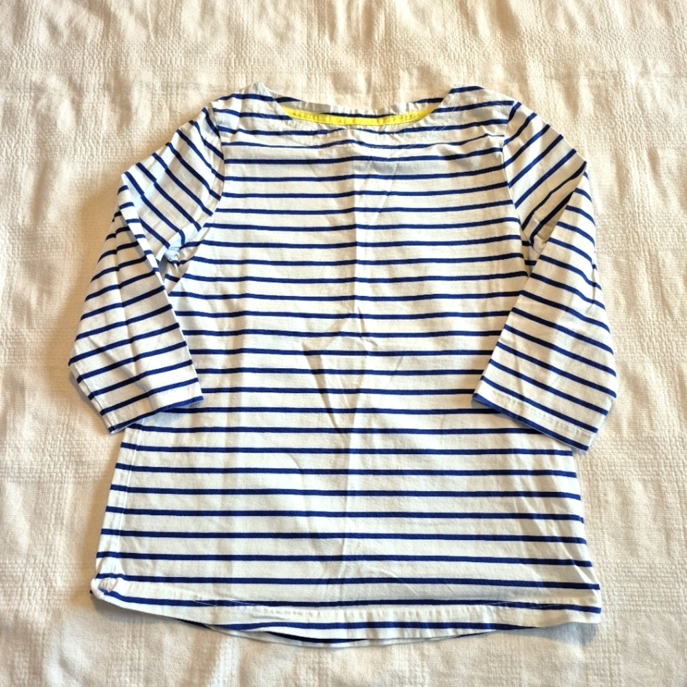 Johnnie B mini boden girls size 13-14 year blue & white stripe 3/4 sleeve shirt